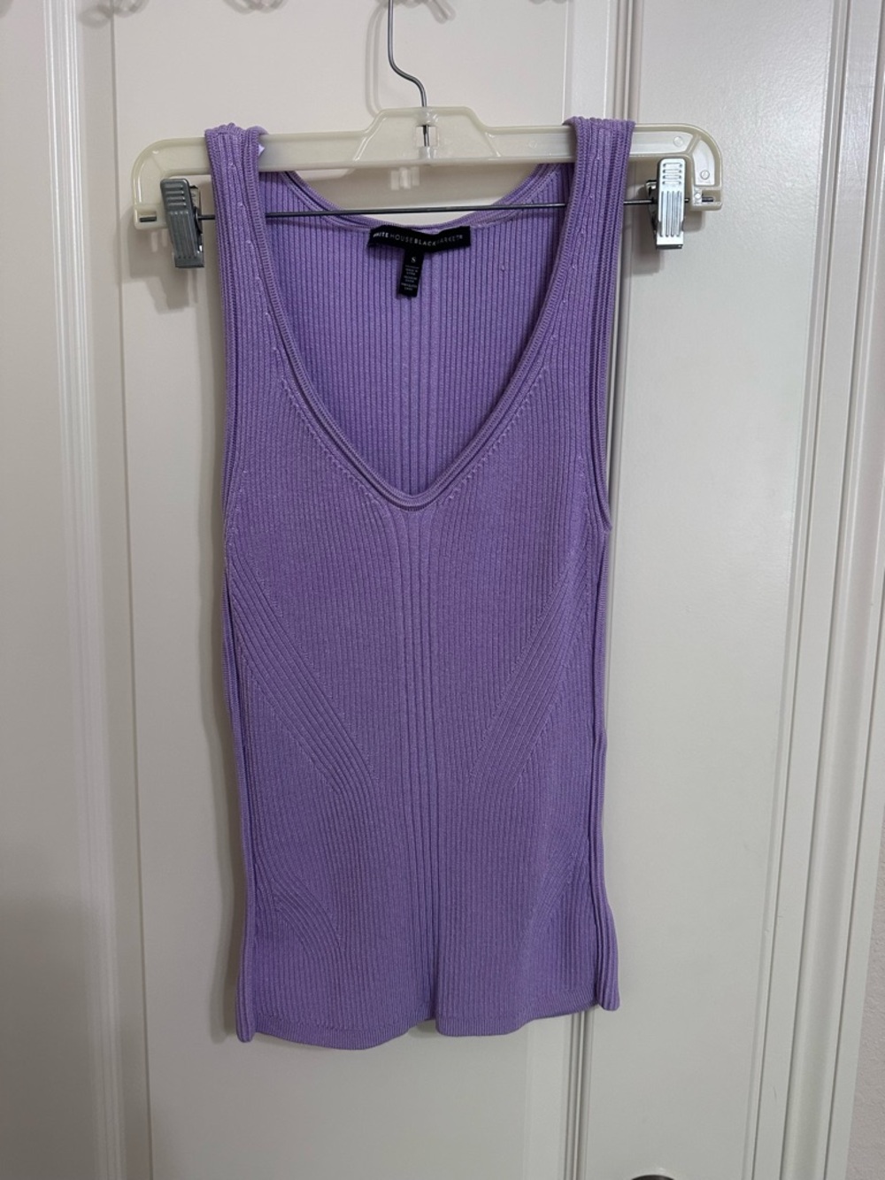White House Black Market Lavender Ribbed V-Neck Tank